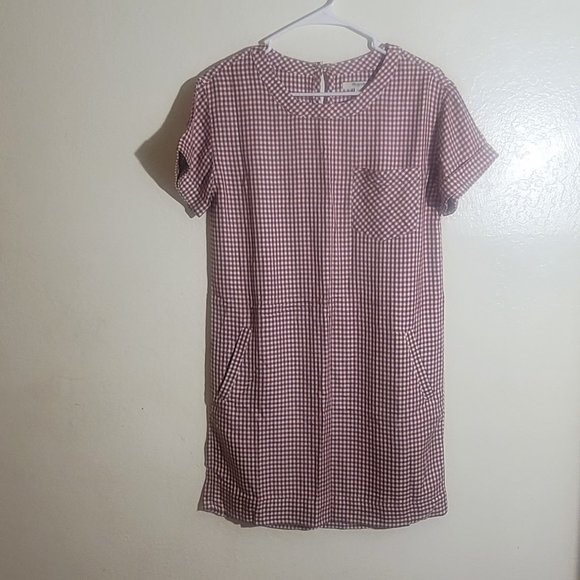 Madewell Filmscore Gingham Check T-Shirt Pocket Dress Red White sz XXS EUC - Picture 2 of 9